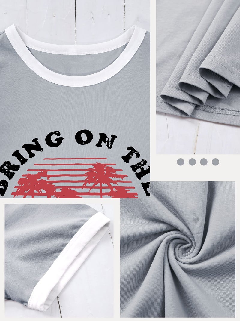 Nlife Bring On The Sunshine Graphic Short Sleeves Tees Blouses for Women Tops Sweaters for Women - Image 5